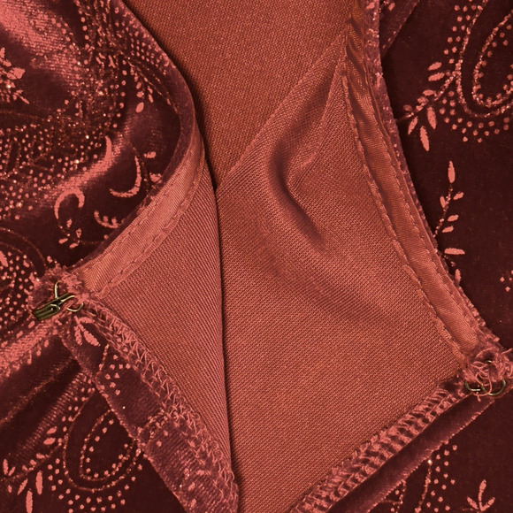 R&K Evening Cardigan & Tank Set Sz 14 Glittery Cocktail Party Stretch Red Velour - Picture 9 of 14